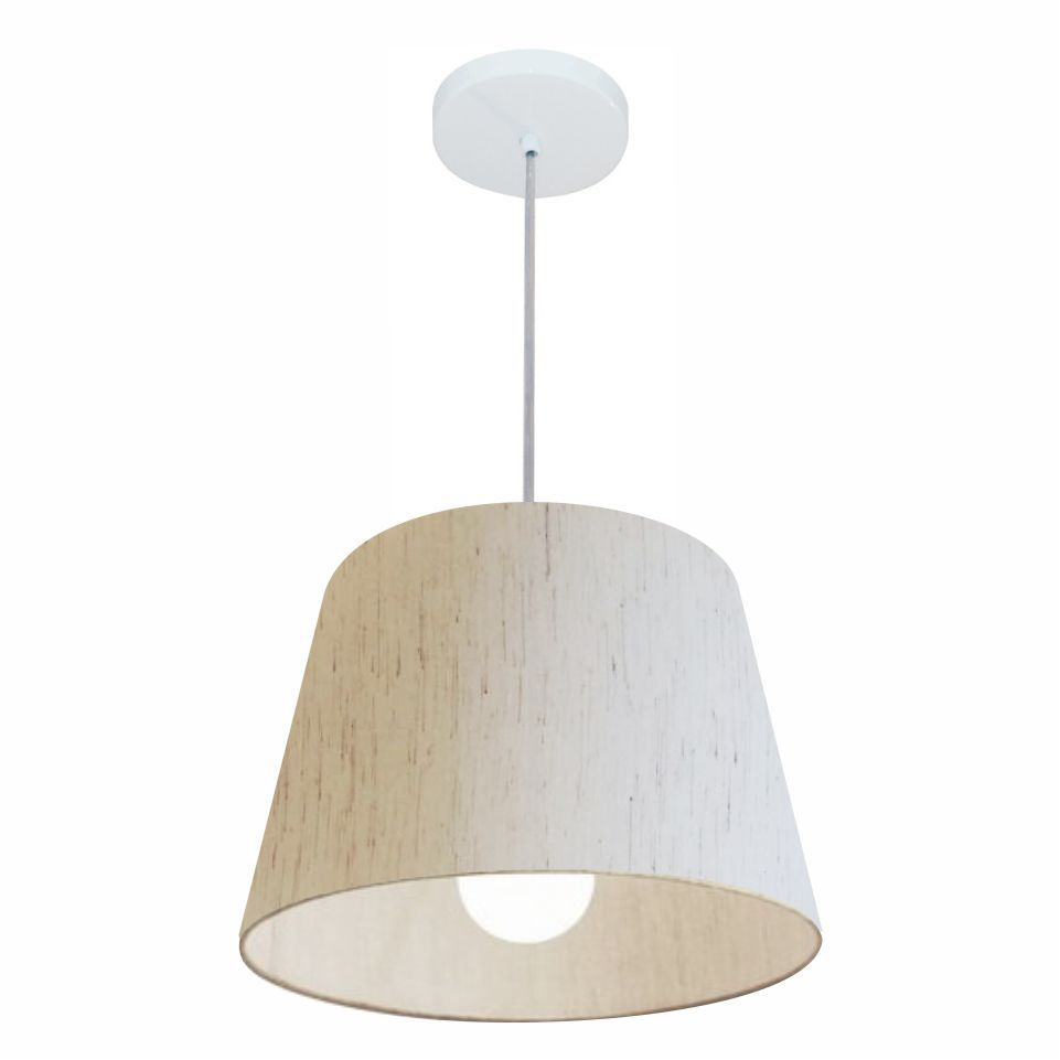 Pendente Cone Md-4240 Cúpula em Tecido 30/40x30cm Linho Bege - Bivolt Pendente Cone Md-4240 Cúpula em Tecido 30/40x30cm Linho Bege - Bivolt