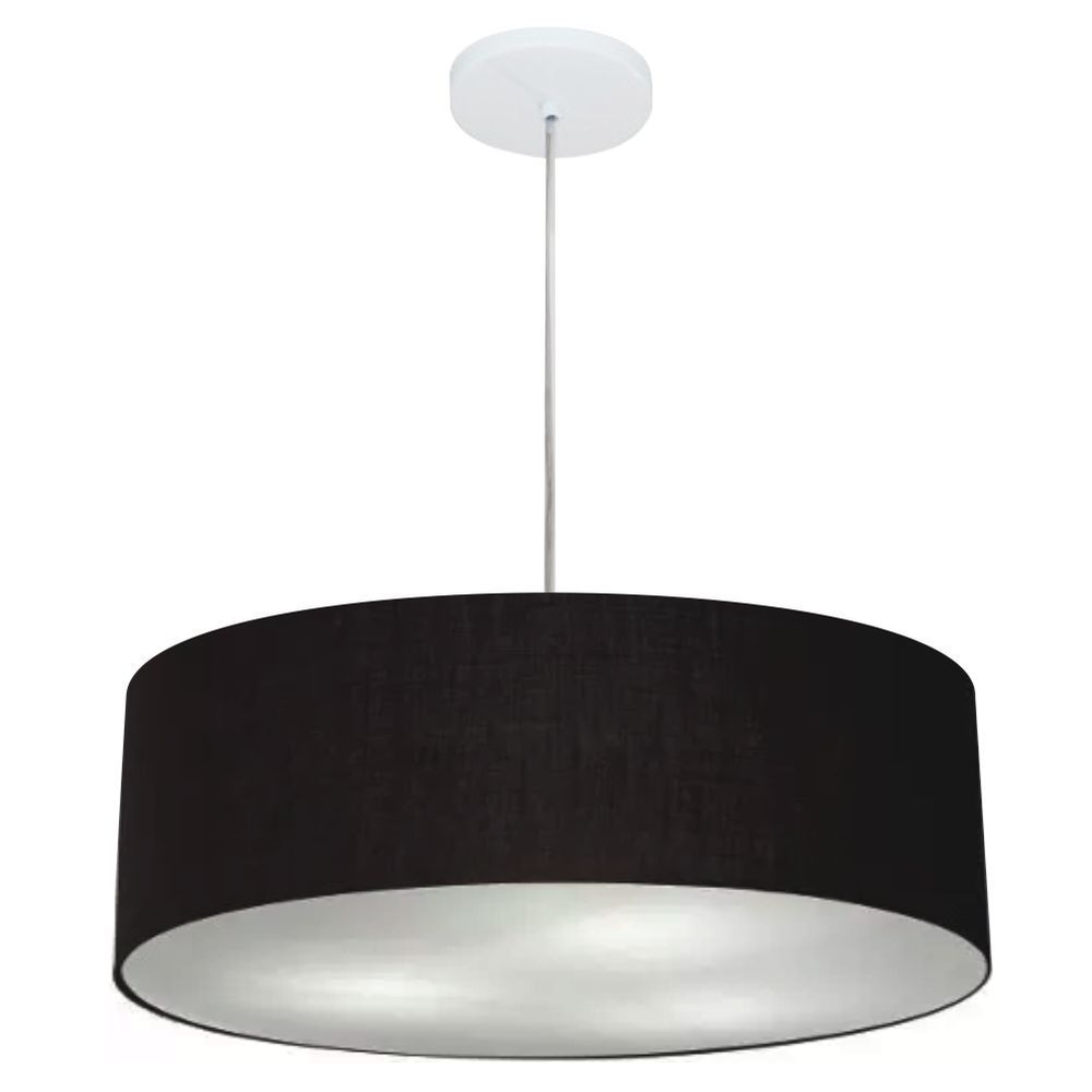 Pendente Cilíndrico Md-4218 Cúpula em Tecido 55x15cm Preto - Bivolt Pendente Cilíndrico Md-4218 Cúpula em Tecido 55x15cm Preto - Bivolt