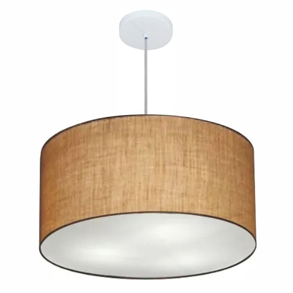 Pendente Cilíndrico Md-4101 Cúpula em Tecido 60x30cm Palha - Bivolt Pendente Cilíndrico Md-4101 Cúpula em Tecido 60x30cm Palha - Bivolt