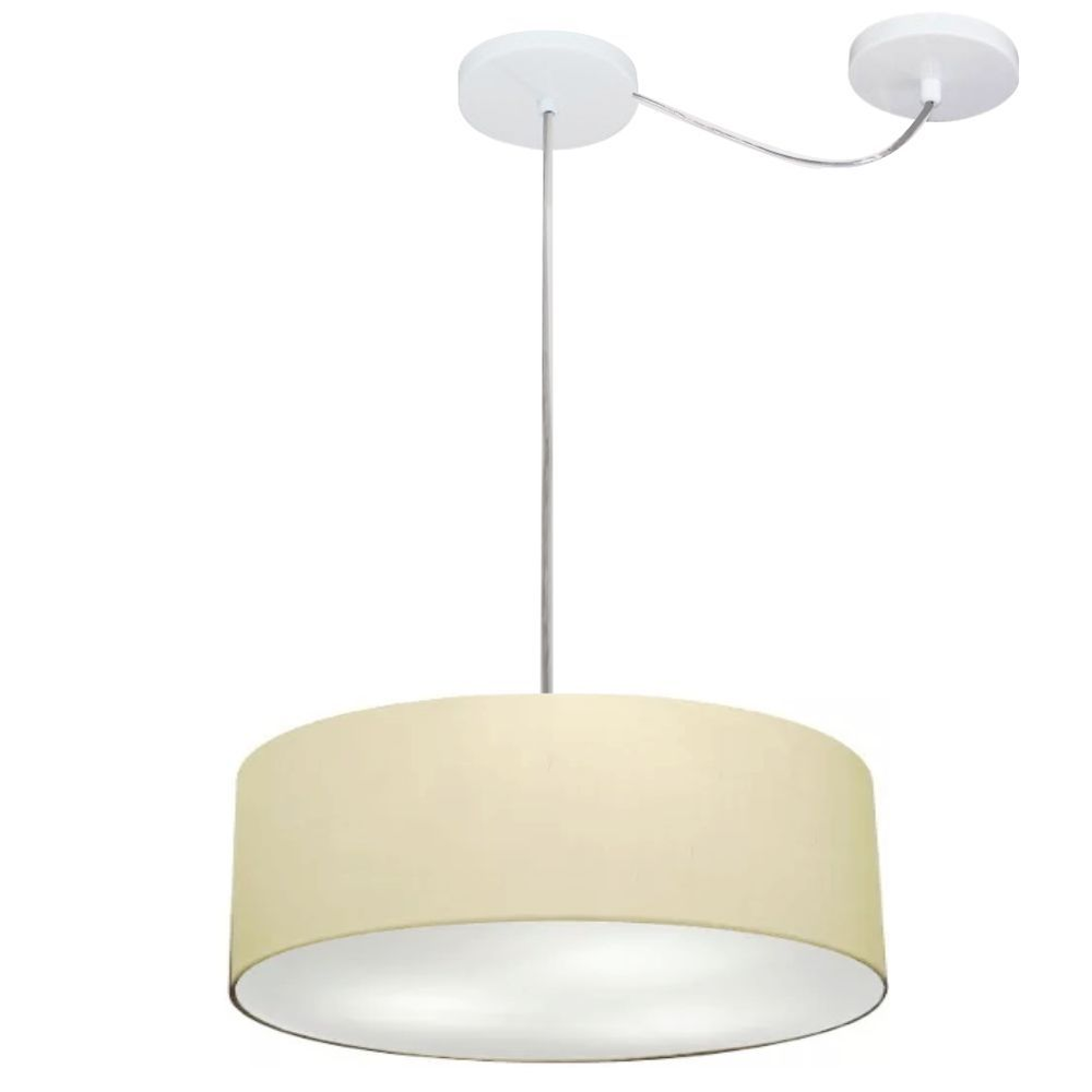 Pendente Cilíndrico Com Desvio Md-4255 Cúpula em Tecido 40x15cm Algodão Crú - Bivolt Pendente Cilíndrico Com Desvio Md-4255 Cúpula em Tecido 40x15cm Algodão Crú - Bivolt