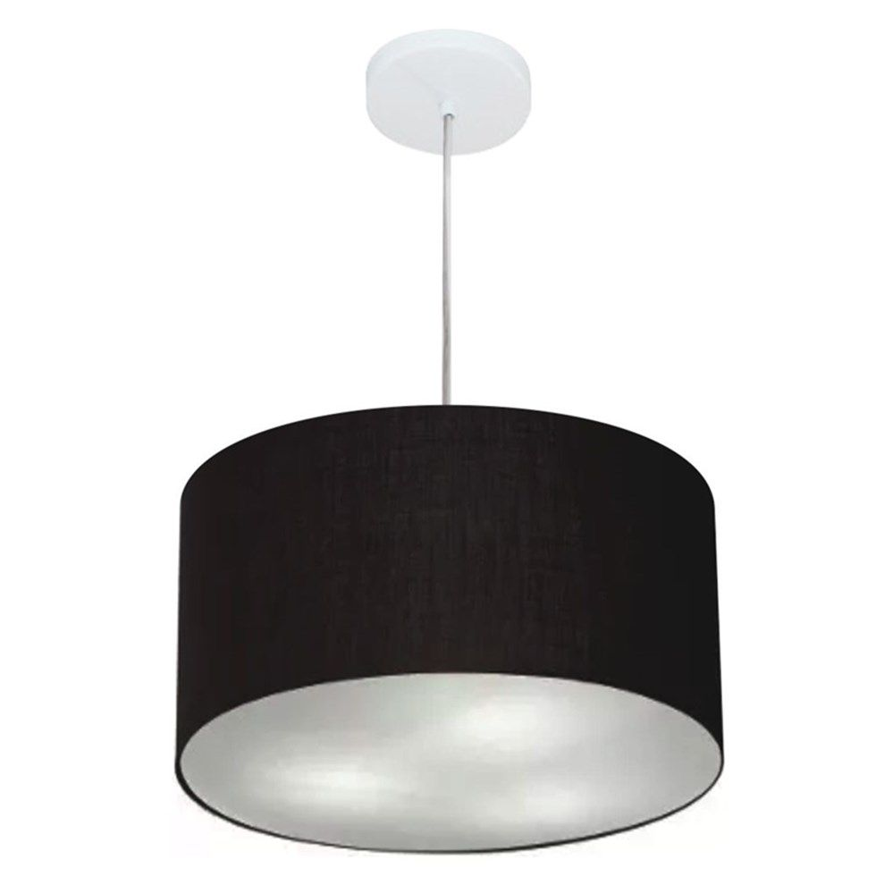 Pendente Cilíndrico Md-4244 Cúpula em Tecido 40x25cm Preto - Bivolt Pendente Cilíndrico Md-4244 Cúpula em Tecido 40x25cm Preto - Bivolt