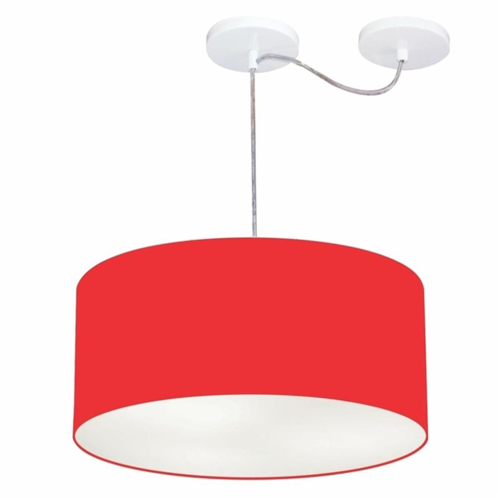 Pendente Cilíndrico Com Desvio Md-4147 Cúpula em Tecido 50x25cm Vermelho - Bivolt Pendente Cilíndrico Com Desvio Md-4147 Cúpula em Tecido 50x25cm Vermelho - Bivolt