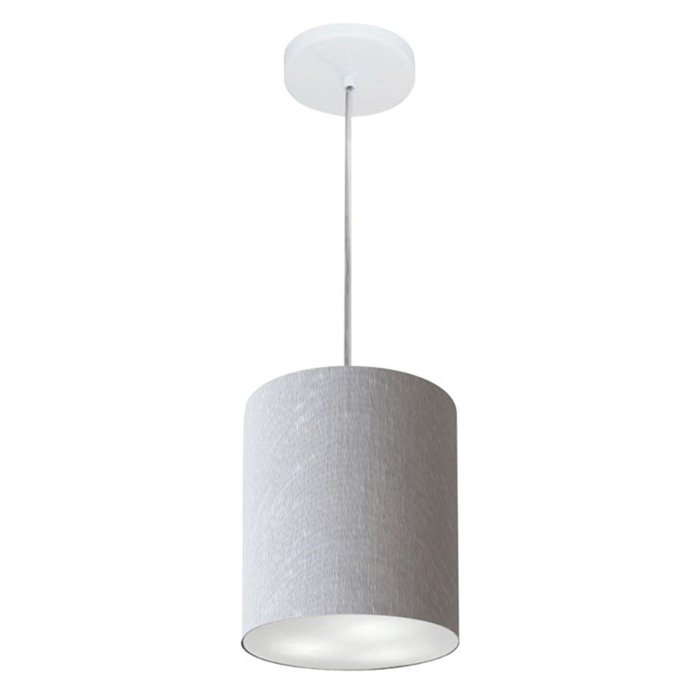 Pendente Cilíndrico Md-4012 Cúpula em Tecido 18x25cm Rústico Cinza - Bivolt Pendente Cilíndrico Md-4012 Cúpula em Tecido 18x25cm Rústico Cinza - Bivolt