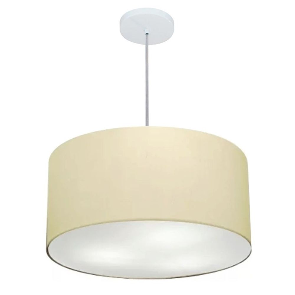 Pendente Cilíndrico Md-4242 Cúpula em Tecido 45x25cm Algodão Crú - Bivolt Pendente Cilíndrico Md-4242 Cúpula em Tecido 45x25cm Algodão Crú - Bivolt