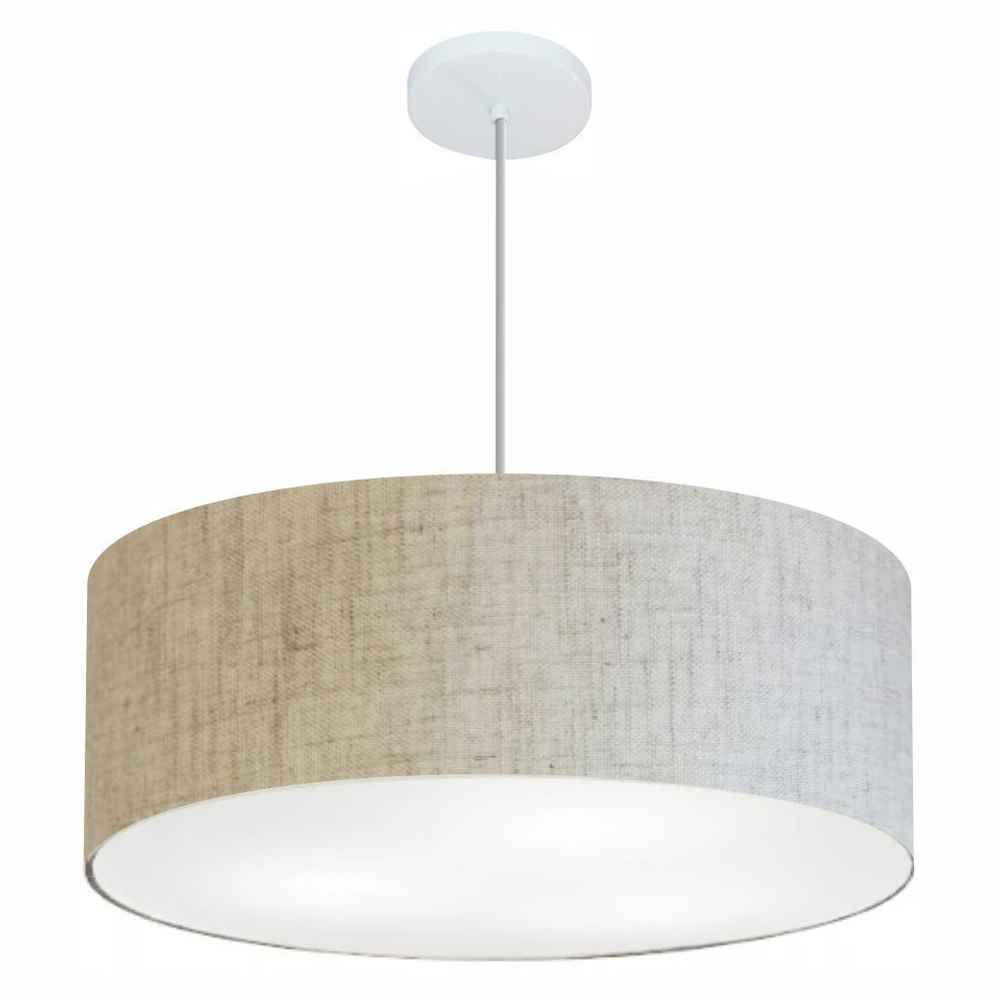 Pendente Cilíndrico Md-4079 Cúpula em Tecido 60x21cm Rústico Bege - Bivolt Pendente Cilíndrico Md-4079 Cúpula em Tecido 60x21cm Rústico Bege - Bivolt
