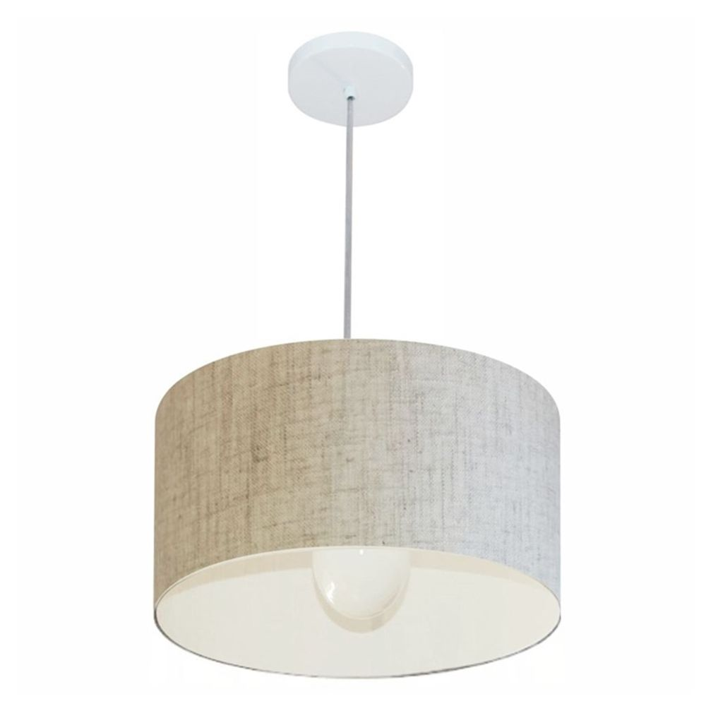 Pendente Cilíndrico Md-4031 Cúpula em Tecido 40x21cm Rústico Bege - Bivolt Pendente Cilíndrico Md-4031 Cúpula em Tecido 40x21cm Rústico Bege - Bivolt