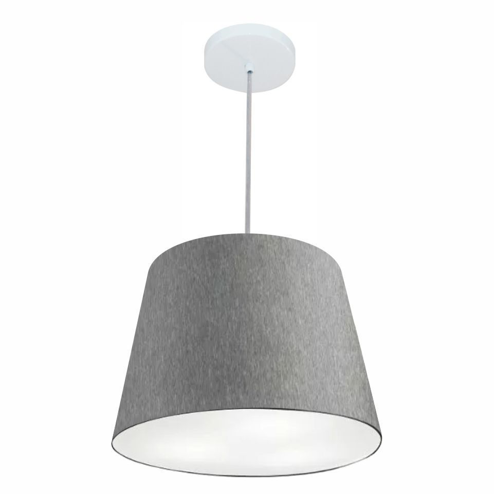 Pendente Cone Md-4155 Cúpula em Tecido 30/40x30cm Rústico Cinza - Bivolt Pendente Cone Md-4155 Cúpula em Tecido 30/40x30cm Rústico Cinza - Bivolt
