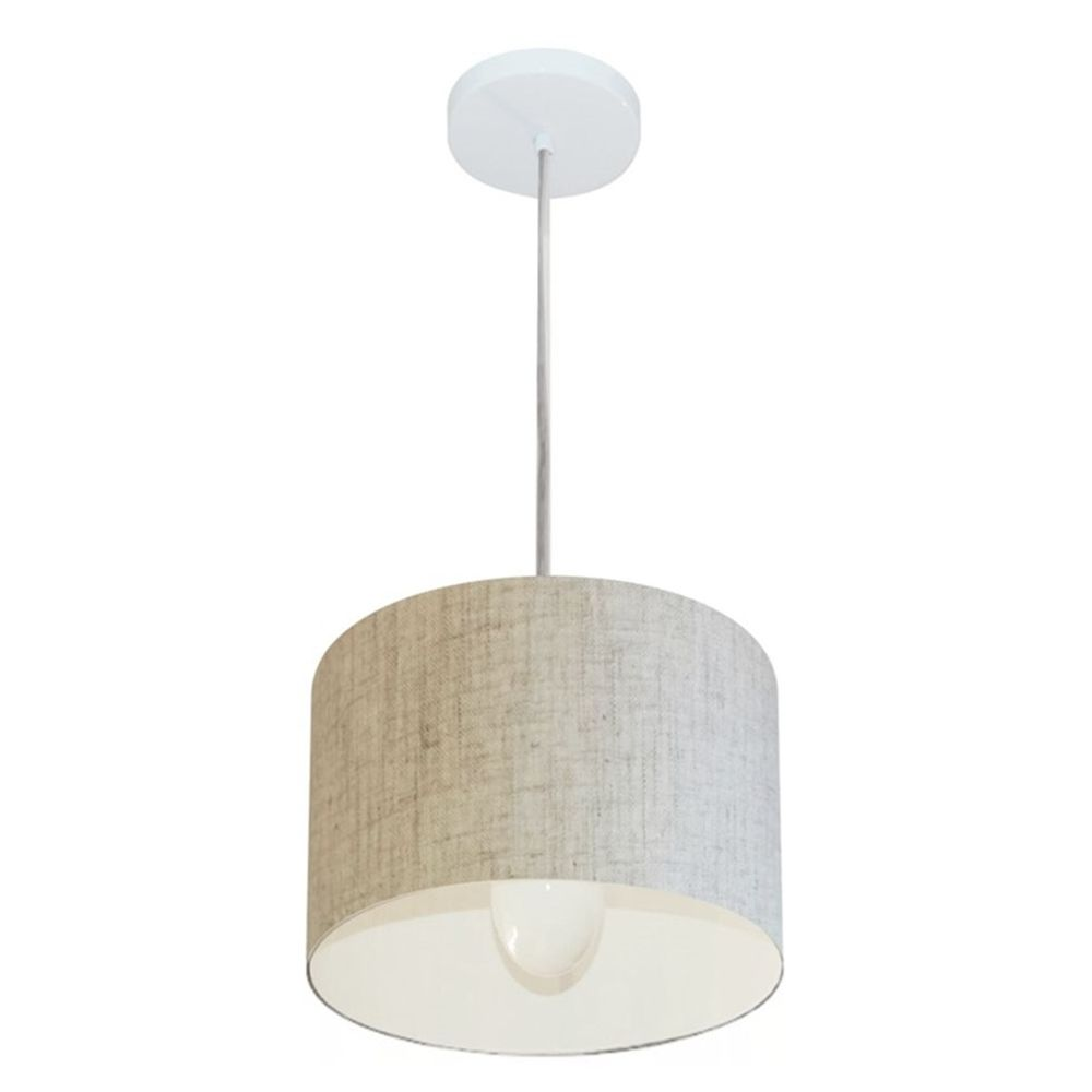 Pendente Cilíndrico Md-4201 Cúpula em Tecido 25x25cm Rústico Bege - Bivolt Pendente Cilíndrico Md-4201 Cúpula em Tecido 25x25cm Rústico Bege - Bivolt
