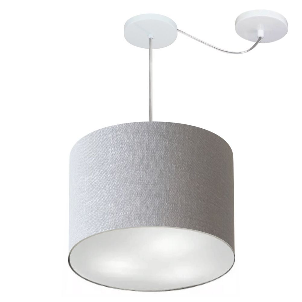 Pendente Cilíndrico Com Desvio Md-4258 Cúpula em Tecido 40x30cm Rústico Cinza - Bivolt Pendente Cilíndrico Com Desvio Md-4258 Cúpula em Tecido 40x30cm Rústico Cinza - Bivolt