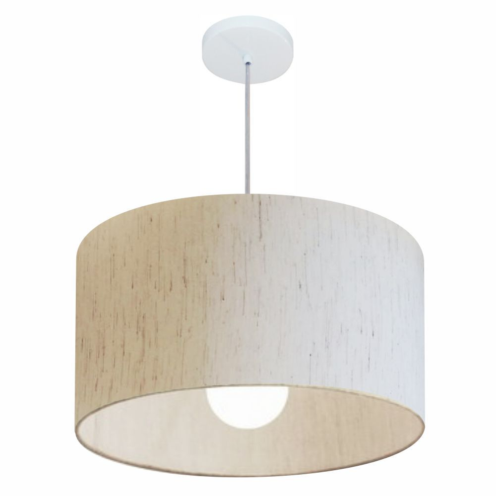 Pendente Cilíndrico Md-4069 Cúpula em Tecido 50x30cm Linho Bege - Bivolt Pendente Cilíndrico Md-4069 Cúpula em Tecido 50x30cm Linho Bege - Bivolt