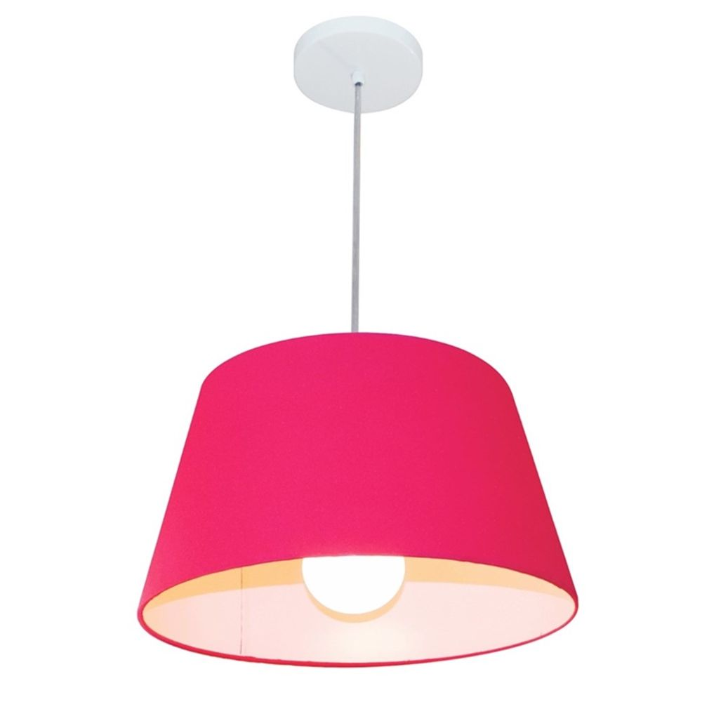 Pendente Cone Md-4039 Cúpula em Tecido 21-40x30cm Rosa Pink - Bivolt Pendente Cone Md-4039 Cúpula em Tecido 21-40x30cm Rosa Pink - Bivolt