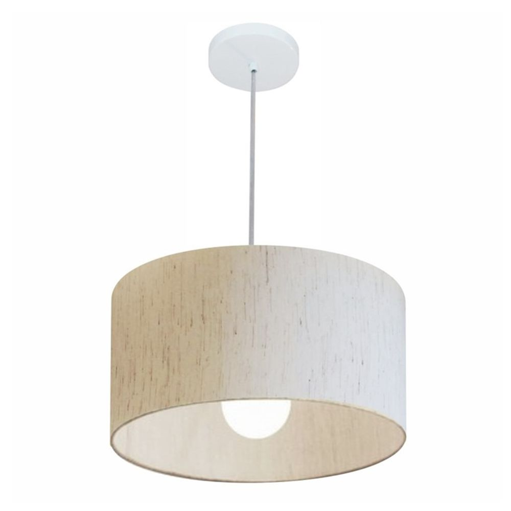 Pendente Cilíndrico Md-4031 Cúpula em Tecido 40x21cm Linho Bege - Bivolt Pendente Cilíndrico Md-4031 Cúpula em Tecido 40x21cm Linho Bege - Bivolt