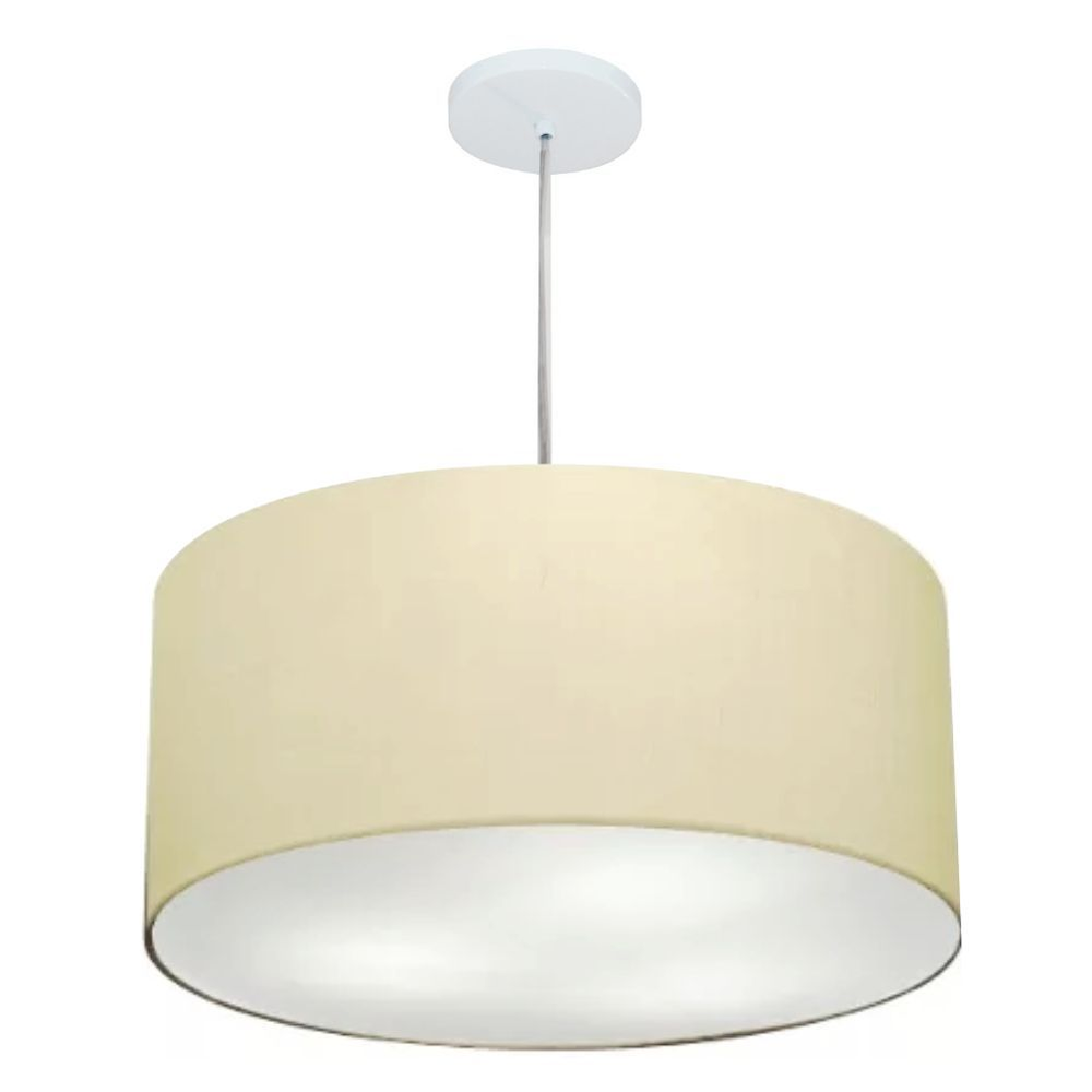 Pendente Cilíndrico Md-4214 Cúpula em Tecido 55x25cm Algodão Crú - Bivolt Pendente Cilíndrico Md-4214 Cúpula em Tecido 55x25cm Algodão Crú - Bivolt