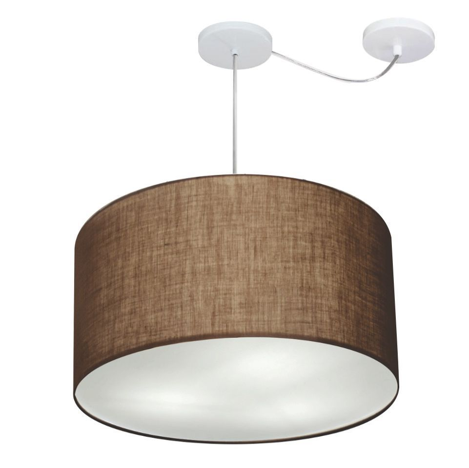 Pendente Cilíndrico Com Desvio Md-4239 Cúpula em Tecido 45x30cm Café - Bivolt Pendente Cilíndrico Com Desvio Md-4239 Cúpula em Tecido 45x30cm Café - Bivolt