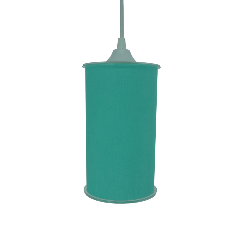 Luminária Pendente Cilíndrica Tecido Verde Claro Luminária Pendente Cilíndrica Tecido Verde Claro