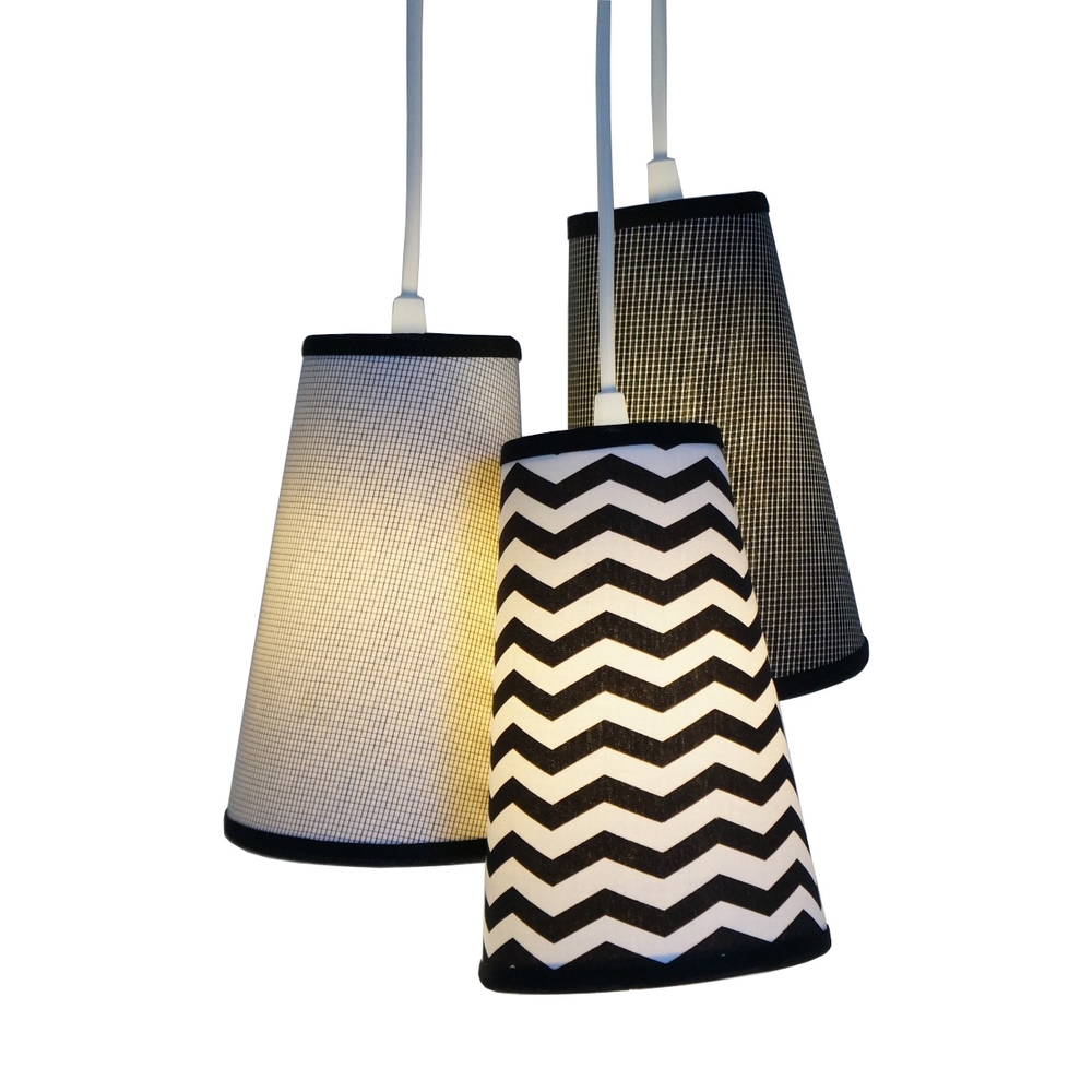 Pendente Triplo Chevron Crie Casa Preto e Branco Pendente Triplo Chevron Crie Casa Preto e Branco