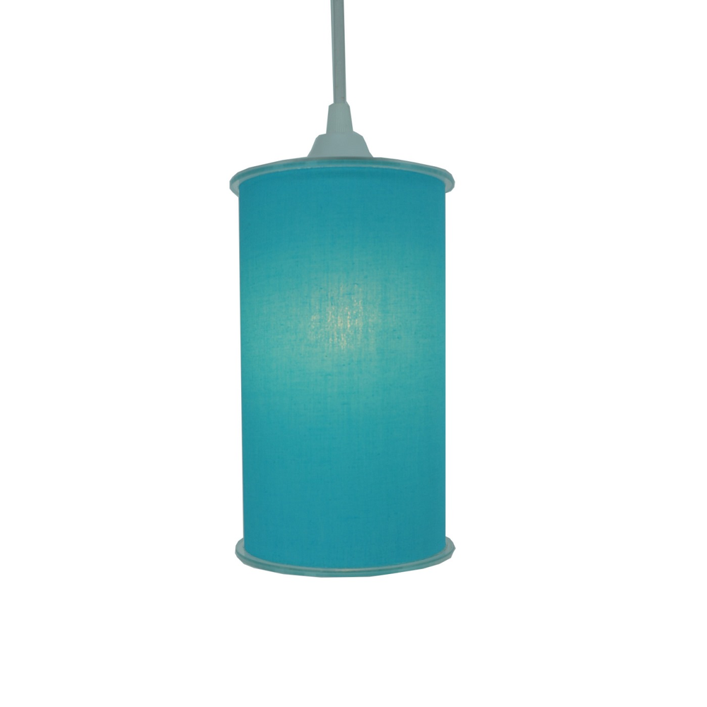 Luminária Pendente Cilíndrica Tecido Azul Luminária Pendente Cilíndrica Tecido Azul
