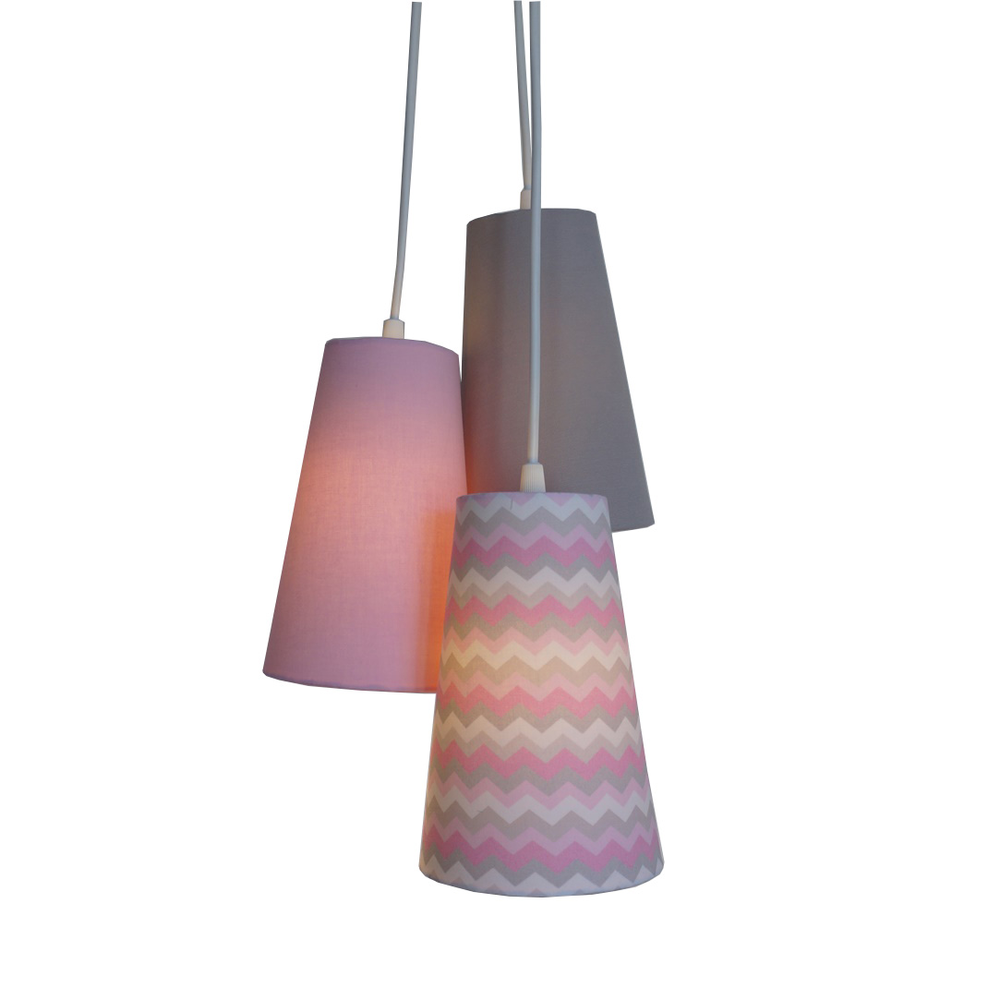 Pendente Chevron Bebê Cinza e Rosa Pendente Chevron Bebê Cinza e Rosa