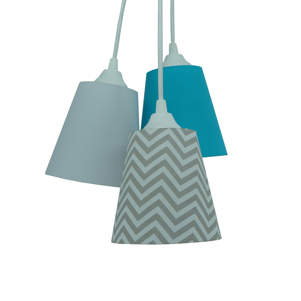 Lustre Pendente Quarto Bebê Chevron Cinza e Turquesa Lustre Pendente Quarto Bebê Chevron Cinza e Turquesa