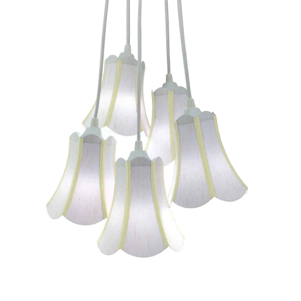 Lustre Pendente Luminária Cacho Paris Linho e Amarelo Claro Lustre Pendente Luminária Cacho Paris Linho e Amarelo Claro