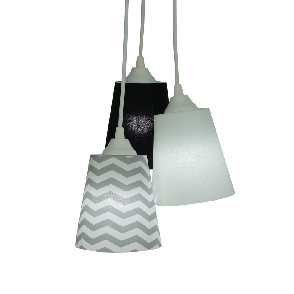 Lustre Pendente Cacho Cinza, Preto e Branco