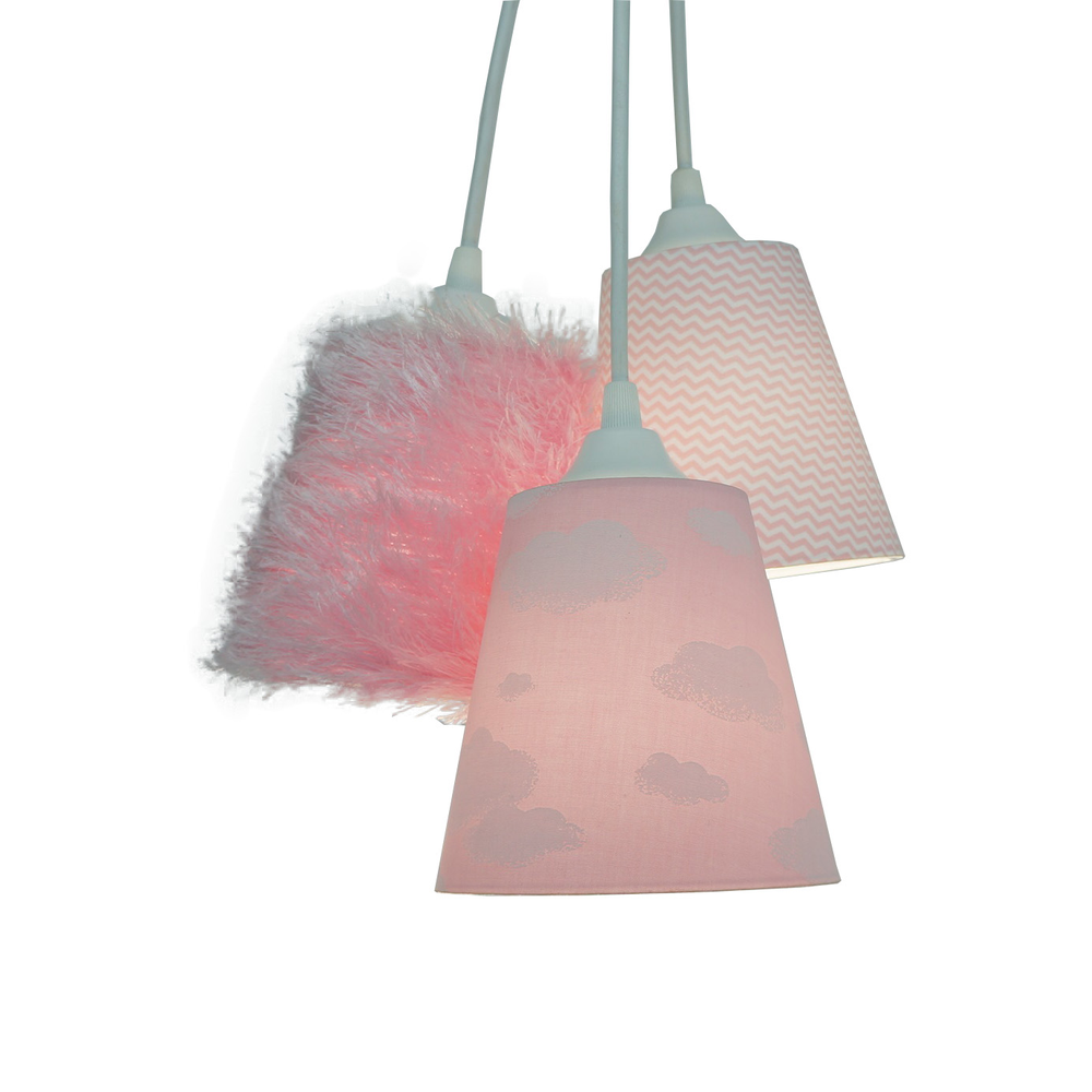 Lustre Pendente Nuvens Rosa, Chevron e Frufru Lustre Pendente Nuvens Rosa, Chevron e Frufru