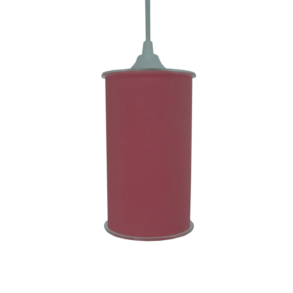Luminária Pendente Cilíndrica Tecido Rosa Luminária Pendente Cilíndrica Tecido Rosa