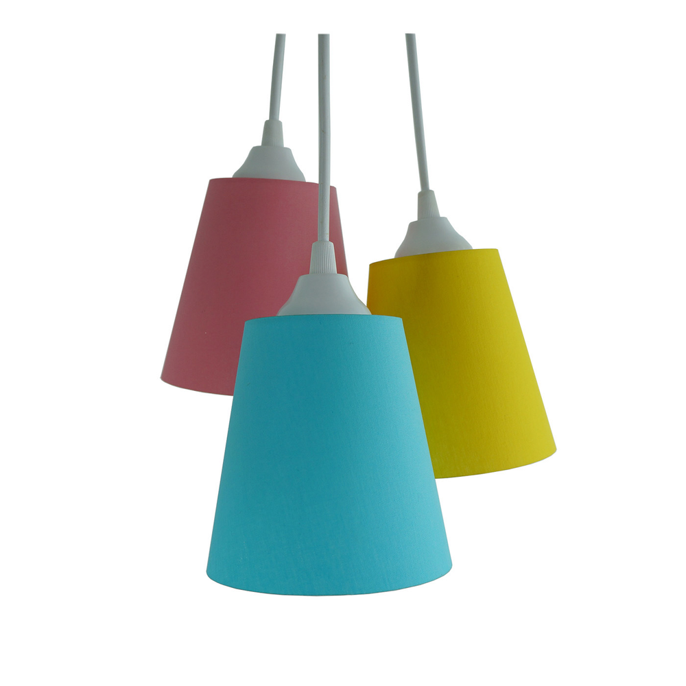 Lustre Pendente Bebê Triplo Crie Casa Azul, Rosa e Amarelo