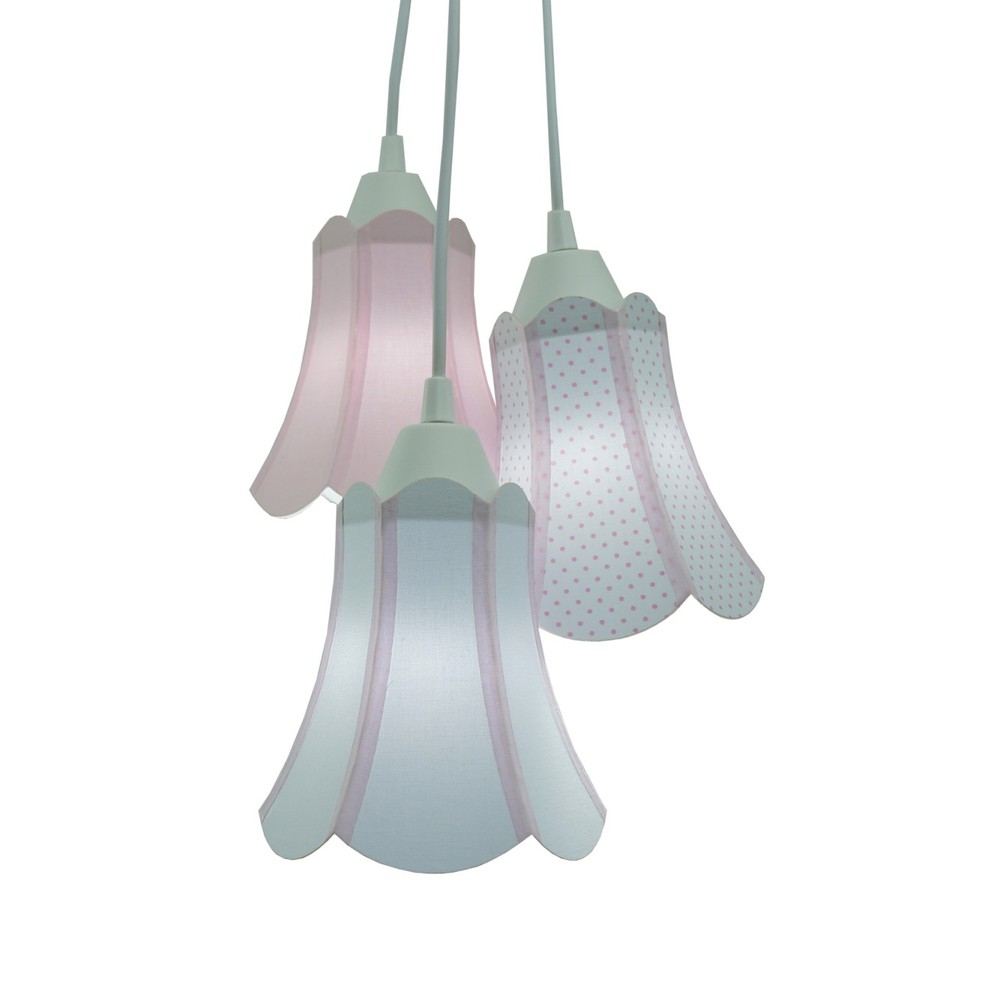 Lustre Pendente Luminária Cúpulas Paris Rosa Bebê e Branco Lustre Pendente Luminária Cúpulas Paris Rosa Bebê e Branco
