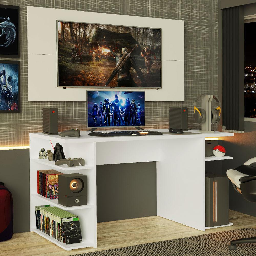 Mesa para Computador Gamer e Painel para TV até 50 Madesa - Branco Mesa para Computador Gamer e Painel para TV até 50 Madesa - Branco