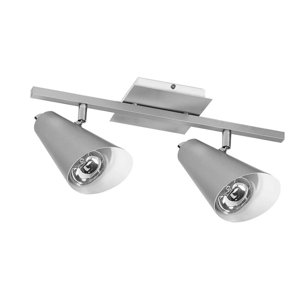 Spot De Sobrepor Para 2 Lâmpadas E27 Design Pt02 Cor Prata Spot De Sobrepor Para 2 Lâmpadas E27 Design Pt02 Cor Prata