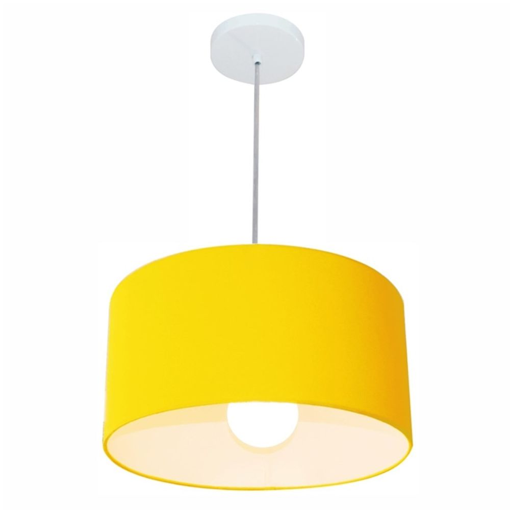 Pendente Cilíndrico Md-4031 Cúpula em Tecido 40x21cm Amarelo - Bivolt Pendente Cilíndrico Md-4031 Cúpula em Tecido 40x21cm Amarelo - Bivolt