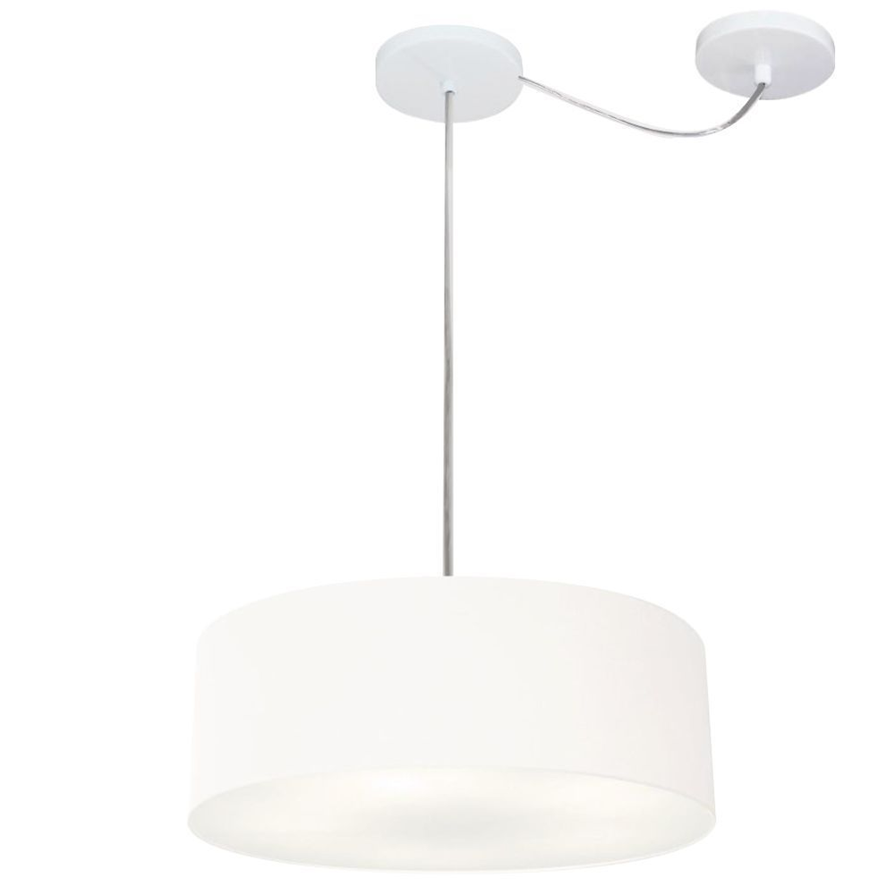 Pendente Cilíndrico Com Desvio Md-4255 Cúpula em Tecido 40x15cm Branco - Bivolt Pendente Cilíndrico Com Desvio Md-4255 Cúpula em Tecido 40x15cm Branco - Bivolt