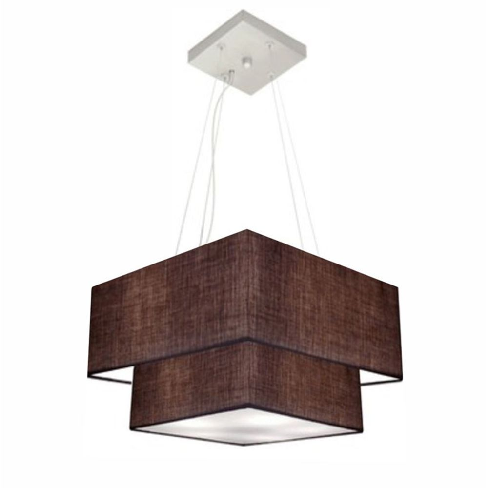 Pendente Duplo Quadrado Vivare Md-4157 Cúpula em Tecido 40x35cm Café - Bivolt Pendente Duplo Quadrado Vivare Md-4157 Cúpula em Tecido 40x35cm Café - Bivolt