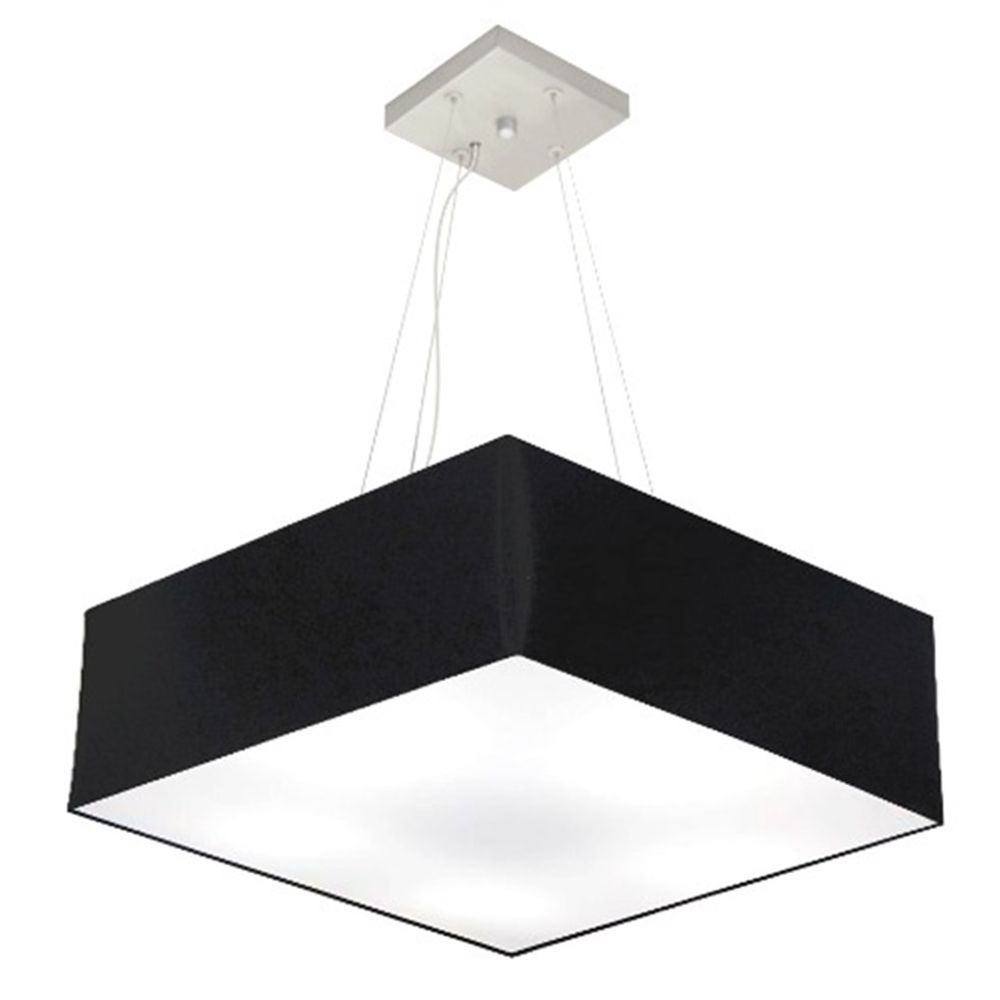 Pendente Quadrado Md-4032 Cúpula em Tecido 15-50x50cm Preto - Bivolt Pendente Quadrado Md-4032 Cúpula em Tecido 15-50x50cm Preto - Bivolt