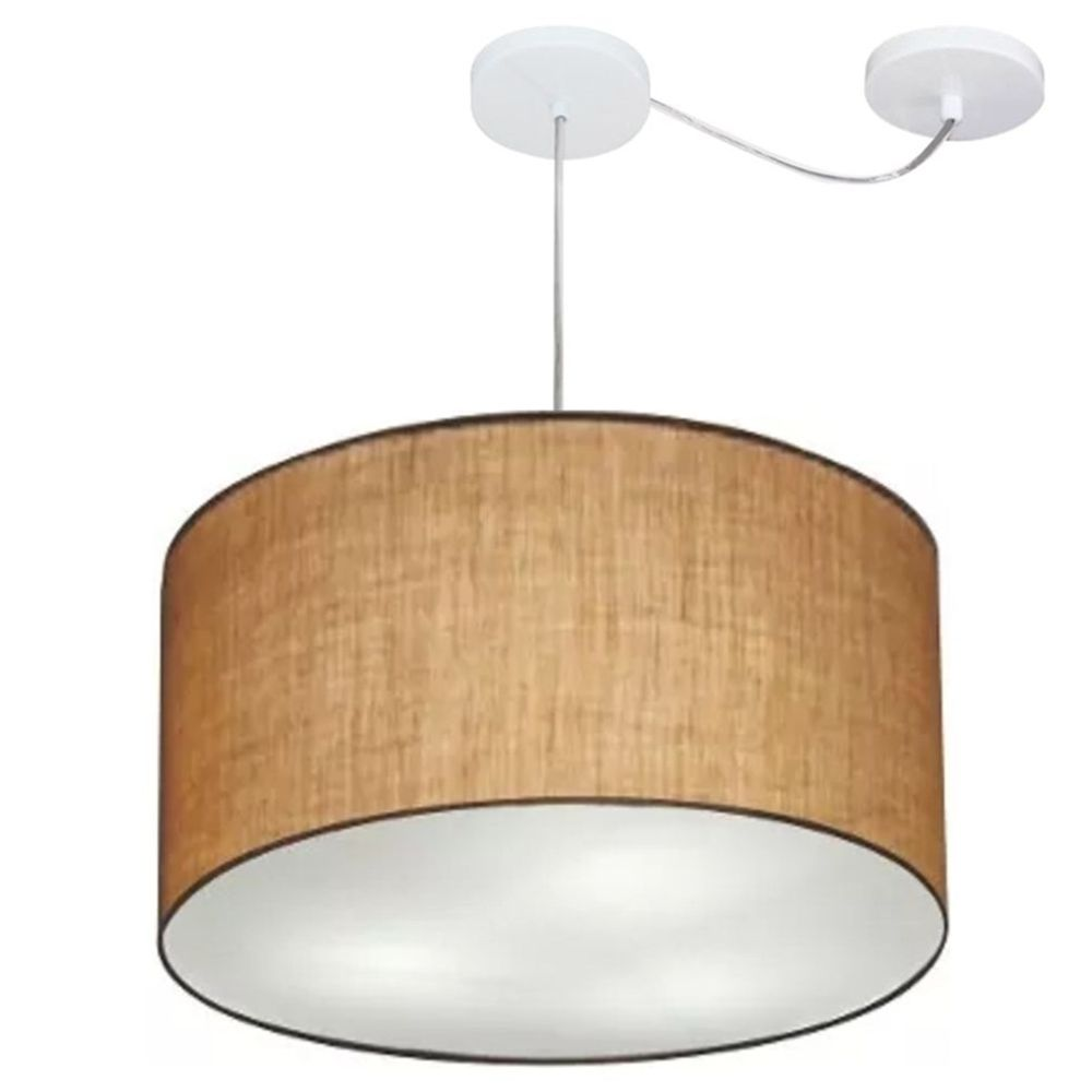 Pendente Cilíndrico Com Desvio Md-4168 Cúpula em Tecido 60x30cm Palha - Bivolt Pendente Cilíndrico Com Desvio Md-4168 Cúpula em Tecido 60x30cm Palha - Bivolt