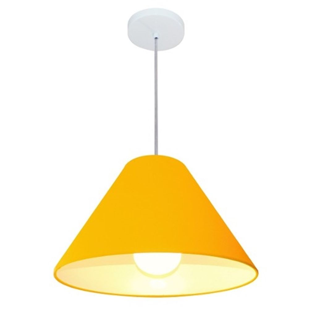 Pendente Cone Md-4078 Cúpula em Tecido 25-40x15cm Laranja - Bivolt