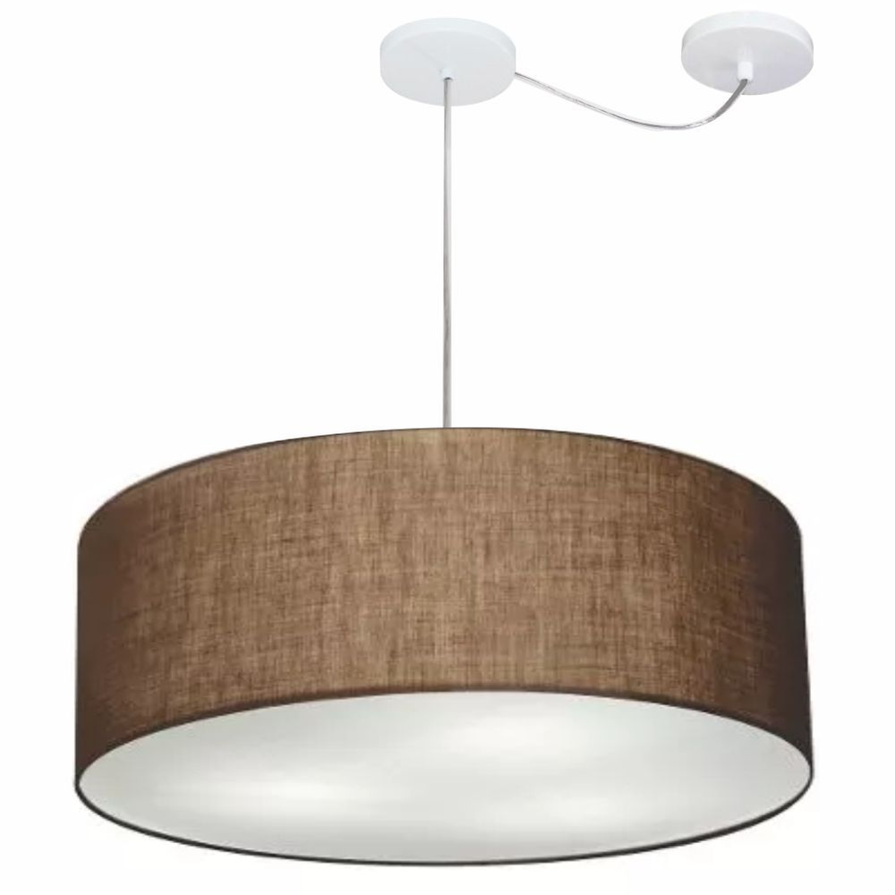 Pendente Cilíndrico Com Desvio Md-4266 Cúpula em Tecido 60x21cm Café - Bivolt Pendente Cilíndrico Com Desvio Md-4266 Cúpula em Tecido 60x21cm Café - Bivolt