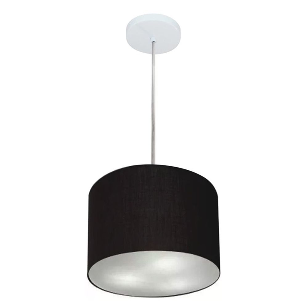 Pendente Cilíndrico Md-4209 Cúpula em Tecido 25x25cm Preto - Bivolt Pendente Cilíndrico Md-4209 Cúpula em Tecido 25x25cm Preto - Bivolt