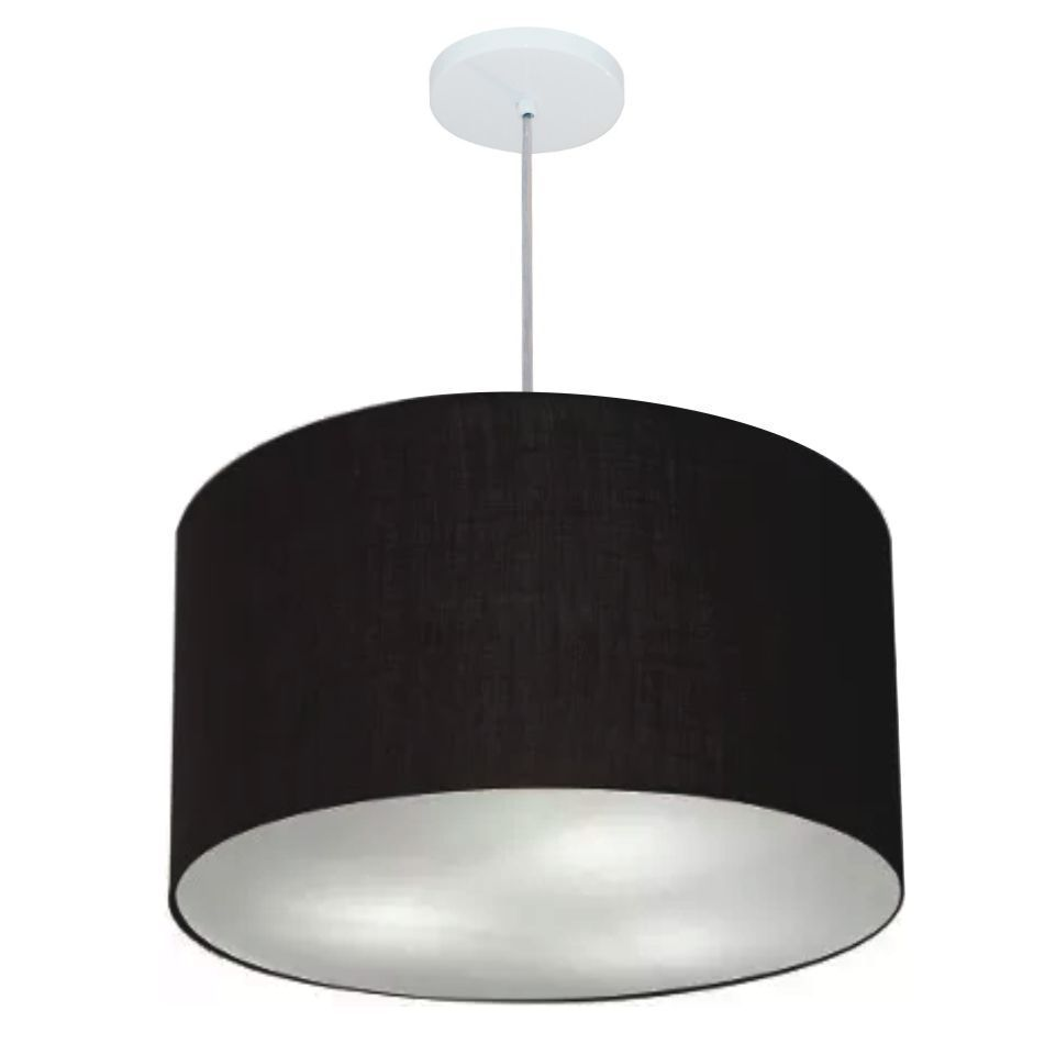 Pendente Cilíndrico Md-4250 Cúpula em Tecido 45x30cm Preto - Bivolt Pendente Cilíndrico Md-4250 Cúpula em Tecido 45x30cm Preto - Bivolt