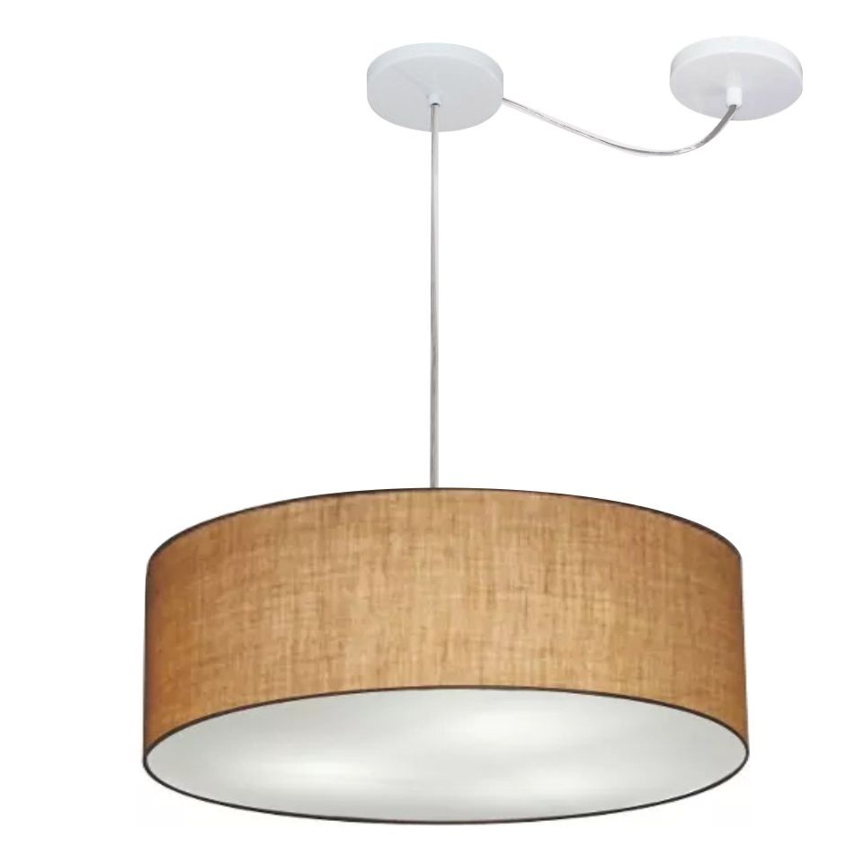 Pendente Cilíndrico Com Desvio Md-4222 Cúpula em Tecido 45x15cm Palha - Bivolt Pendente Cilíndrico Com Desvio Md-4222 Cúpula em Tecido 45x15cm Palha - Bivolt