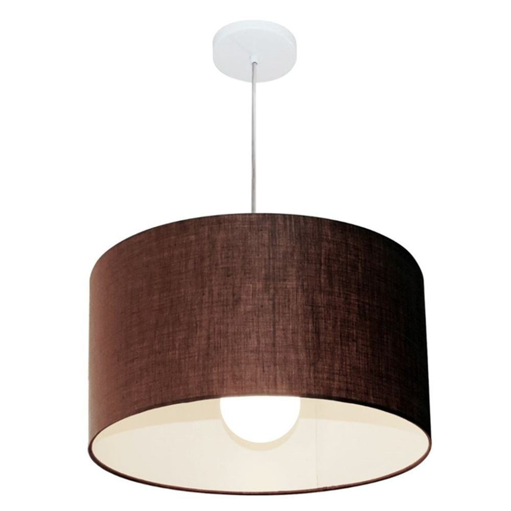 Pendente Cilíndrico Md-4205 Cúpula em Tecido 45x30cm Café - Bivolt Pendente Cilíndrico Md-4205 Cúpula em Tecido 45x30cm Café - Bivolt