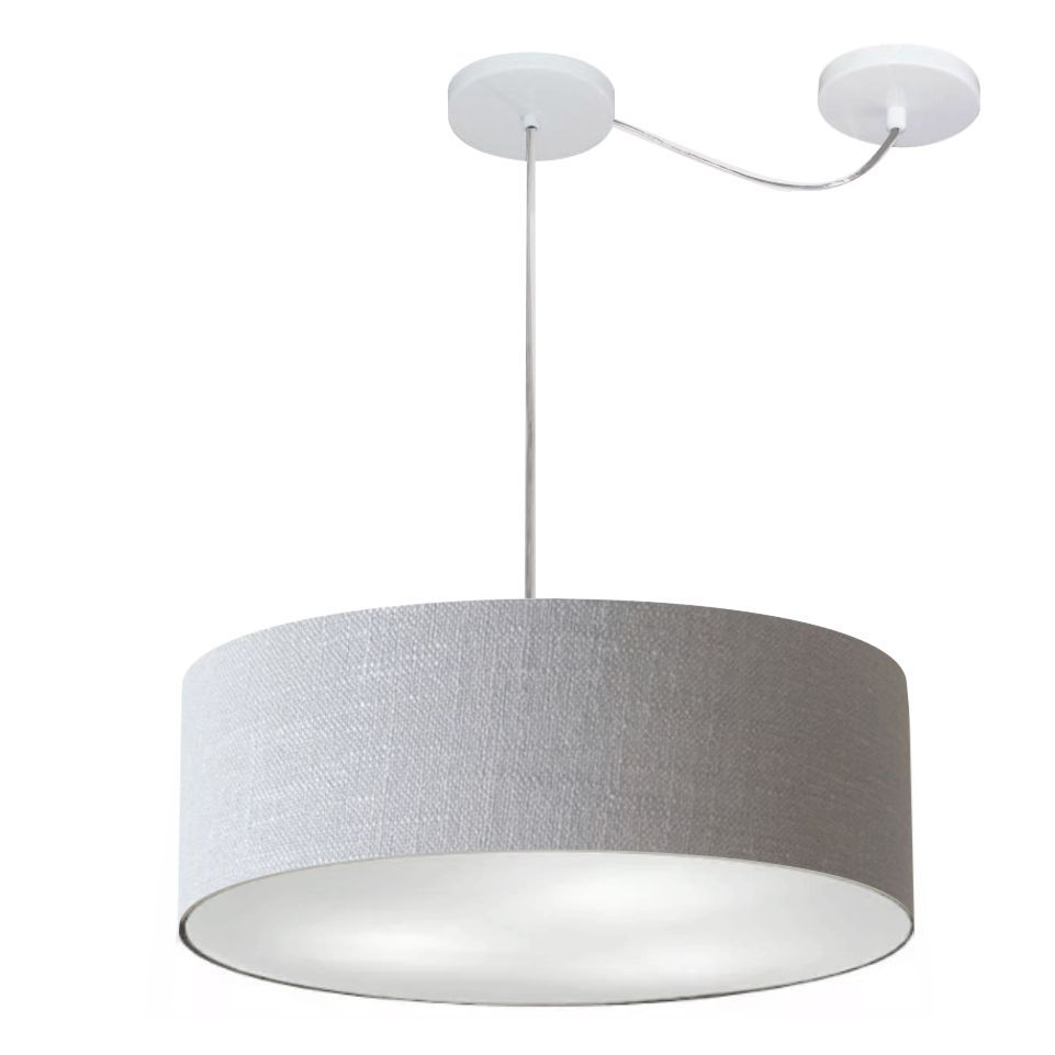 Pendente Cilíndrico Com Desvio Md-4222 Cúpula em Tecido 45x15cm Rústico Cinza - Bivolt Pendente Cilíndrico Com Desvio Md-4222 Cúpula em Tecido 45x15cm Rústico Cinza - Bivolt