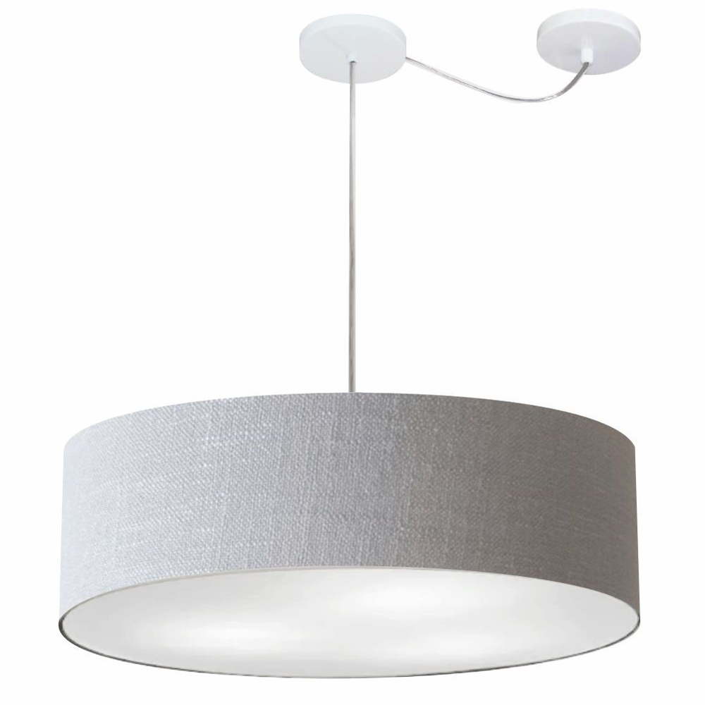 Pendente Cilíndrico Com Desvio Md-4265 Cúpula em Tecido 60x15cm Rústico Cinza - Bivolt Pendente Cilíndrico Com Desvio Md-4265 Cúpula em Tecido 60x15cm Rústico Cinza - Bivolt