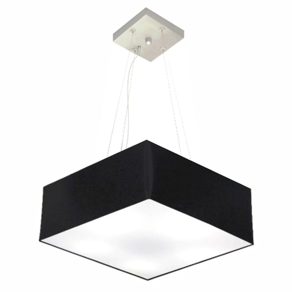 Pendente Quadrado Md-4194 Cúpula em Tecido 12-40x40cm Preto - Bivolt Pendente Quadrado Md-4194 Cúpula em Tecido 12-40x40cm Preto - Bivolt
