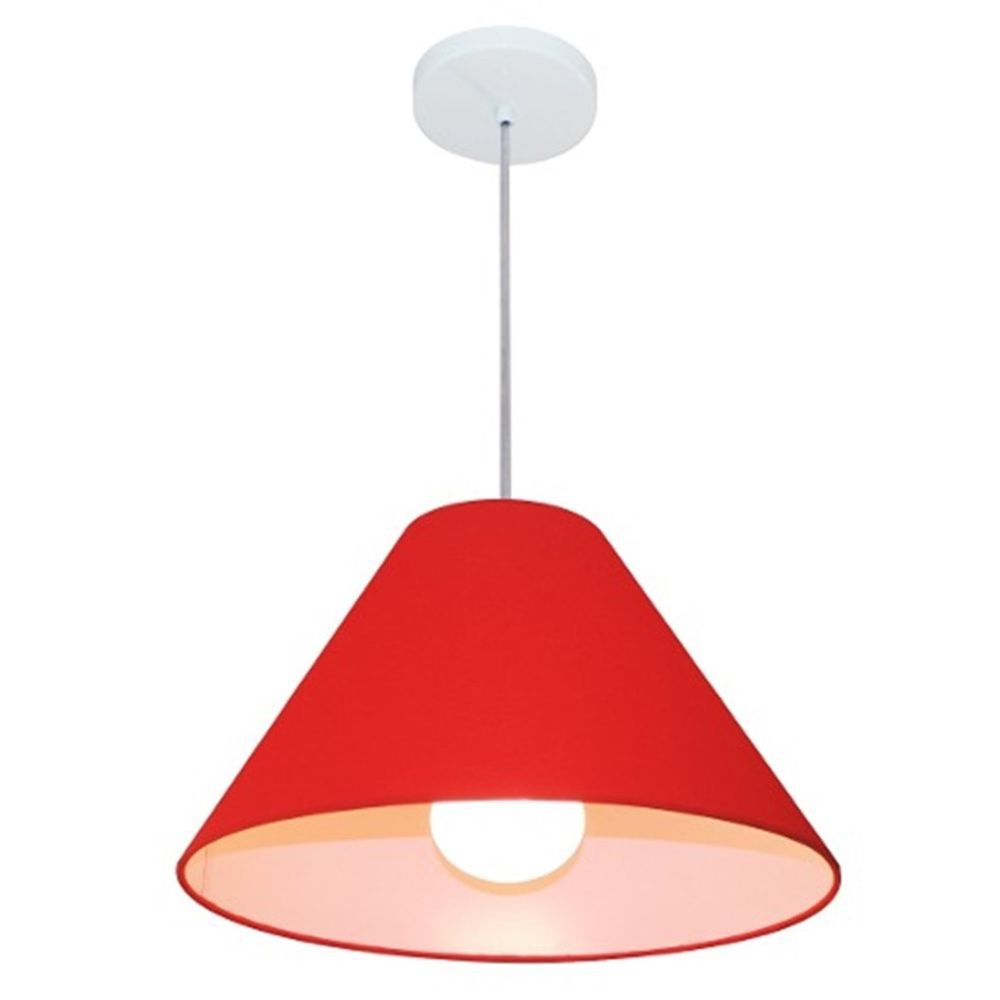 Pendente Cone Md-4078 Cúpula em Tecido 25-40x15cm Vermelho - Bivolt Pendente Cone Md-4078 Cúpula em Tecido 25-40x15cm Vermelho - Bivolt