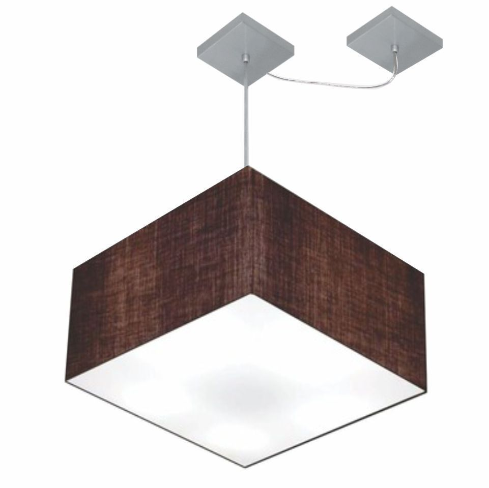 Pendente Quadrada C/ Desvio Md-4271 Cúpula em Tecido 30/40x40cm Café - Bivolt Pendente Quadrada C/ Desvio Md-4271 Cúpula em Tecido 30/40x40cm Café - Bivolt