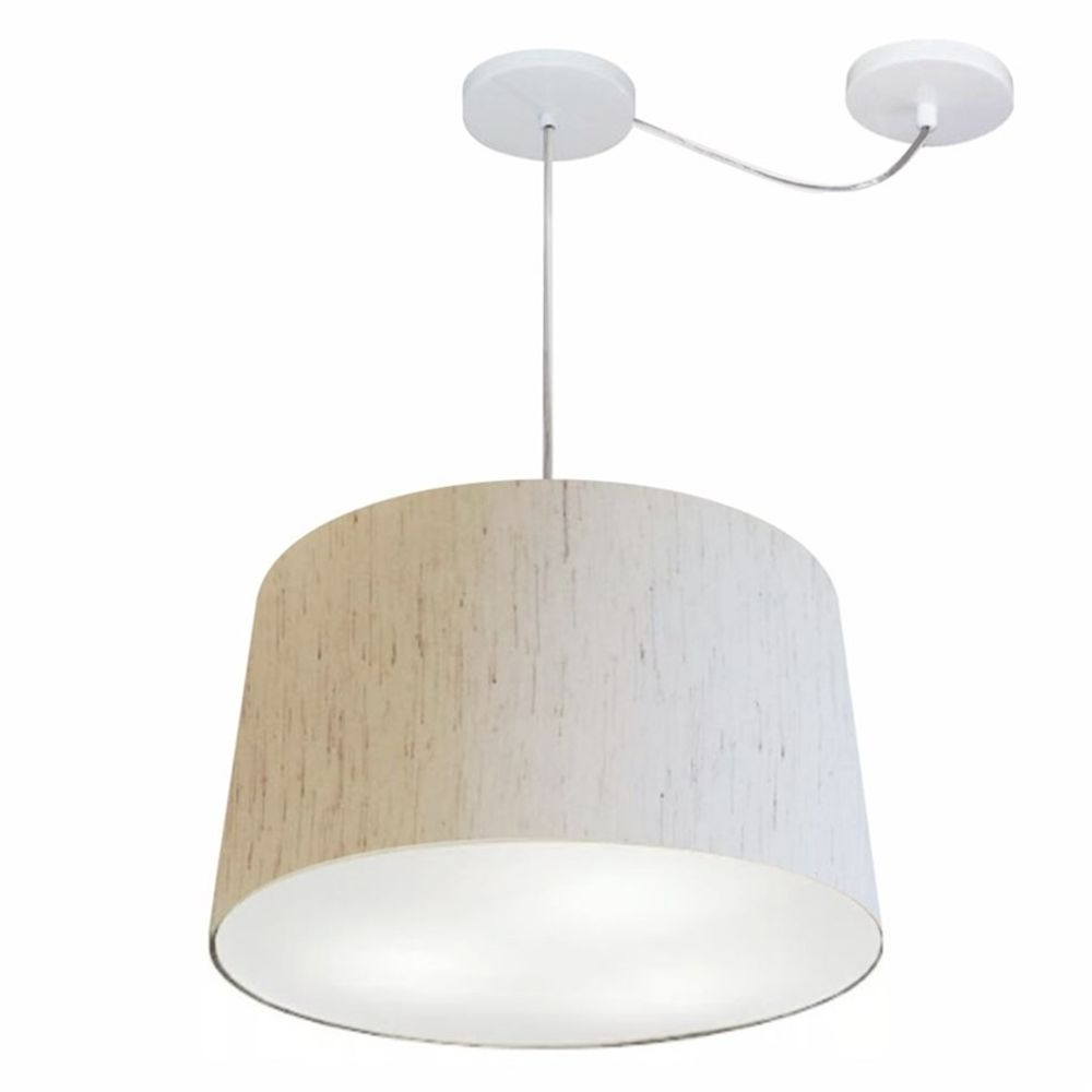 Pendente Cone Com Desvio Md-4277 Cúpula 30/40x45cm Linho Bege - Bivolt Pendente Cone Com Desvio Md-4277 Cúpula 30/40x45cm Linho Bege - Bivolt