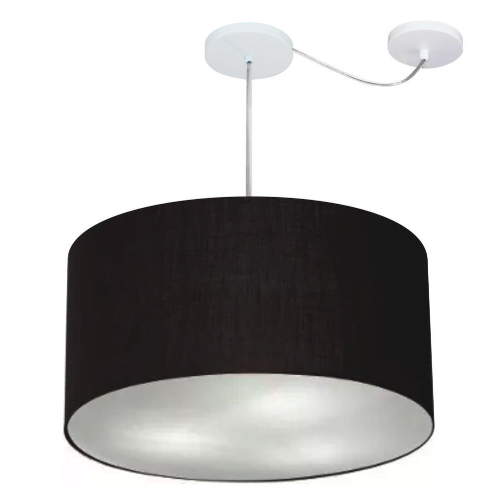 Pendente Cilíndrico Com Desvio Md-4264 Cúpula em Tecido 55x30cm Preto - Bivolt Pendente Cilíndrico Com Desvio Md-4264 Cúpula em Tecido 55x30cm Preto - Bivolt