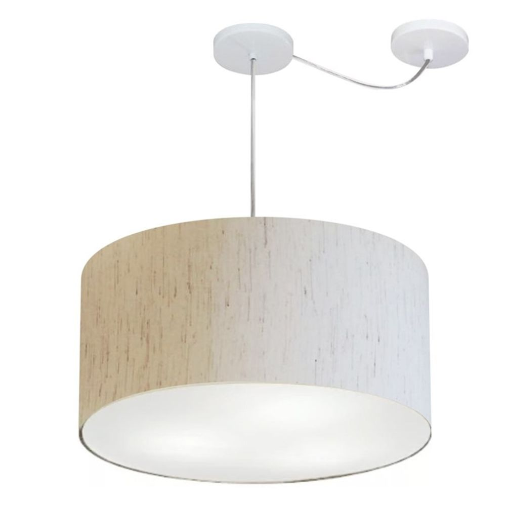 Pendente Cilíndrico Com Desvio Md-4238 Cúpula em Tecido 45x25cm Linho Bege - Bivolt Pendente Cilíndrico Com Desvio Md-4238 Cúpula em Tecido 45x25cm Linho Bege - Bivolt